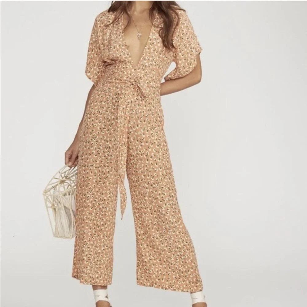 Faithfull The Brand Cedric Jumpsuit Vintage Bloom Peach Floral Women’s Large 8 - Picture 17 of 17